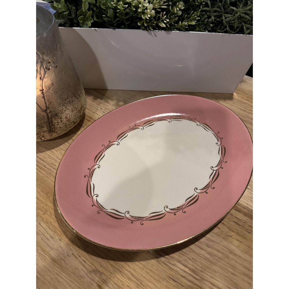 Cunningham & Pickett Pink and Gold Serving Platter – 11.5"